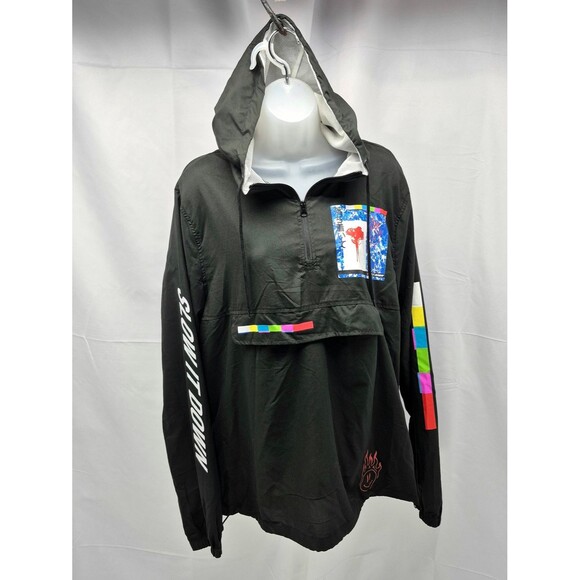 Brooklyn Cloth Jackets & Blazers - NWOT BKLYN Brooklyn Cloth "Slow Down" Black Anorak Windbreaker Size M 90's Urban